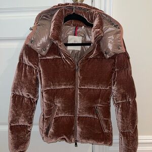 MONCLER pink velvet puffer women’s size 0